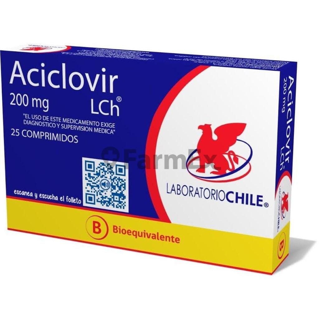Aciclovir 200 mg x 25 comprimidos Farmex-Fonasa-Persistente
